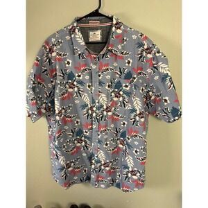 Ditch Plains Ricky Singh Floral Shirt Mens 3XL Blue Short Sleeve Button